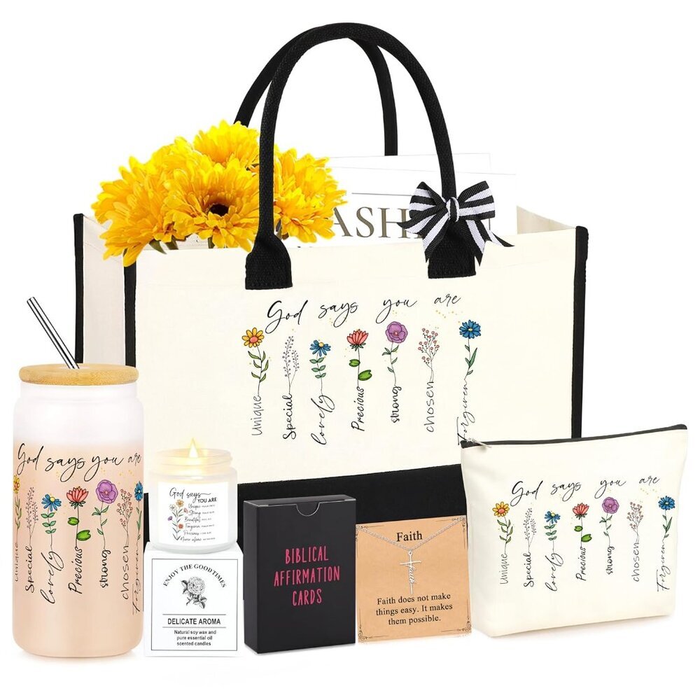 Christian Tote Bag Set Inspirational Religious Gift for Women Spiritual Encourag